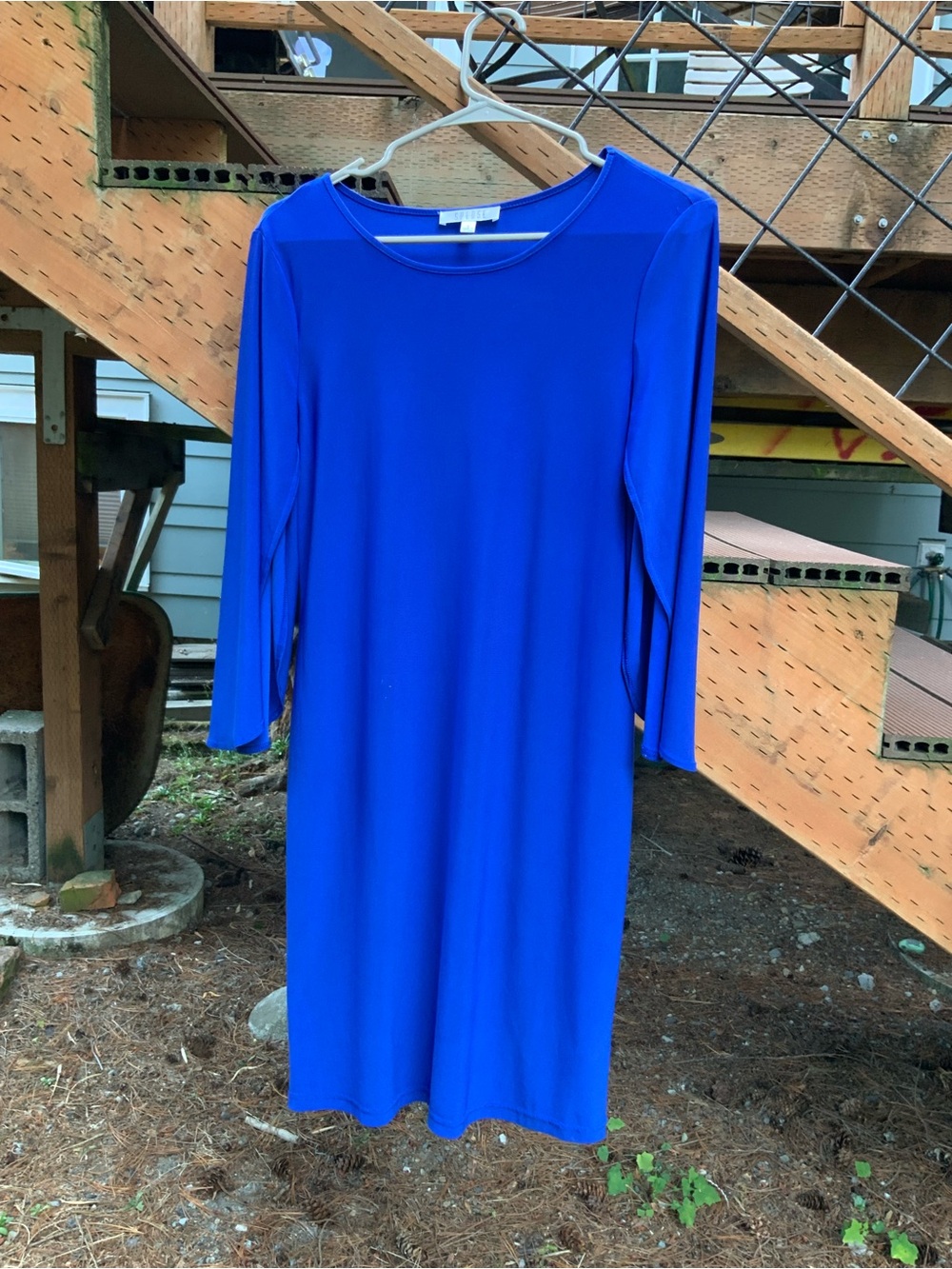 Spense Midi Dress with 3/4 Slit Sleeves